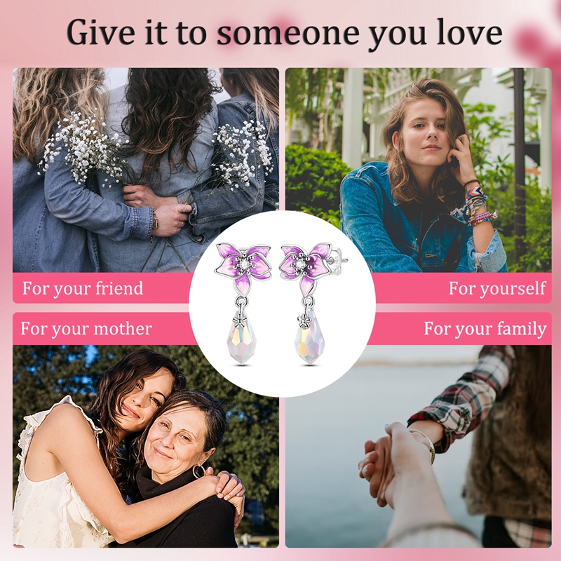 Exquisite Pink Synthetic Zirconia Iris Drop Earrings